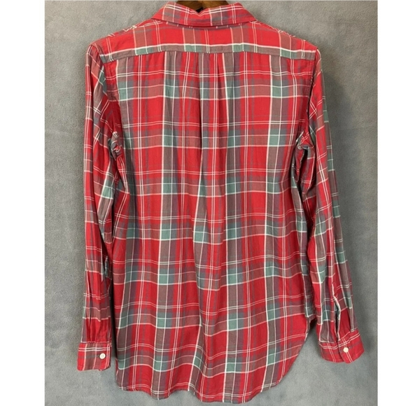 Ralph Lauren Denim & Supply RL Boyfriend Flannel Red Plaid Button Shirt Size XS - Picture 3 of 7